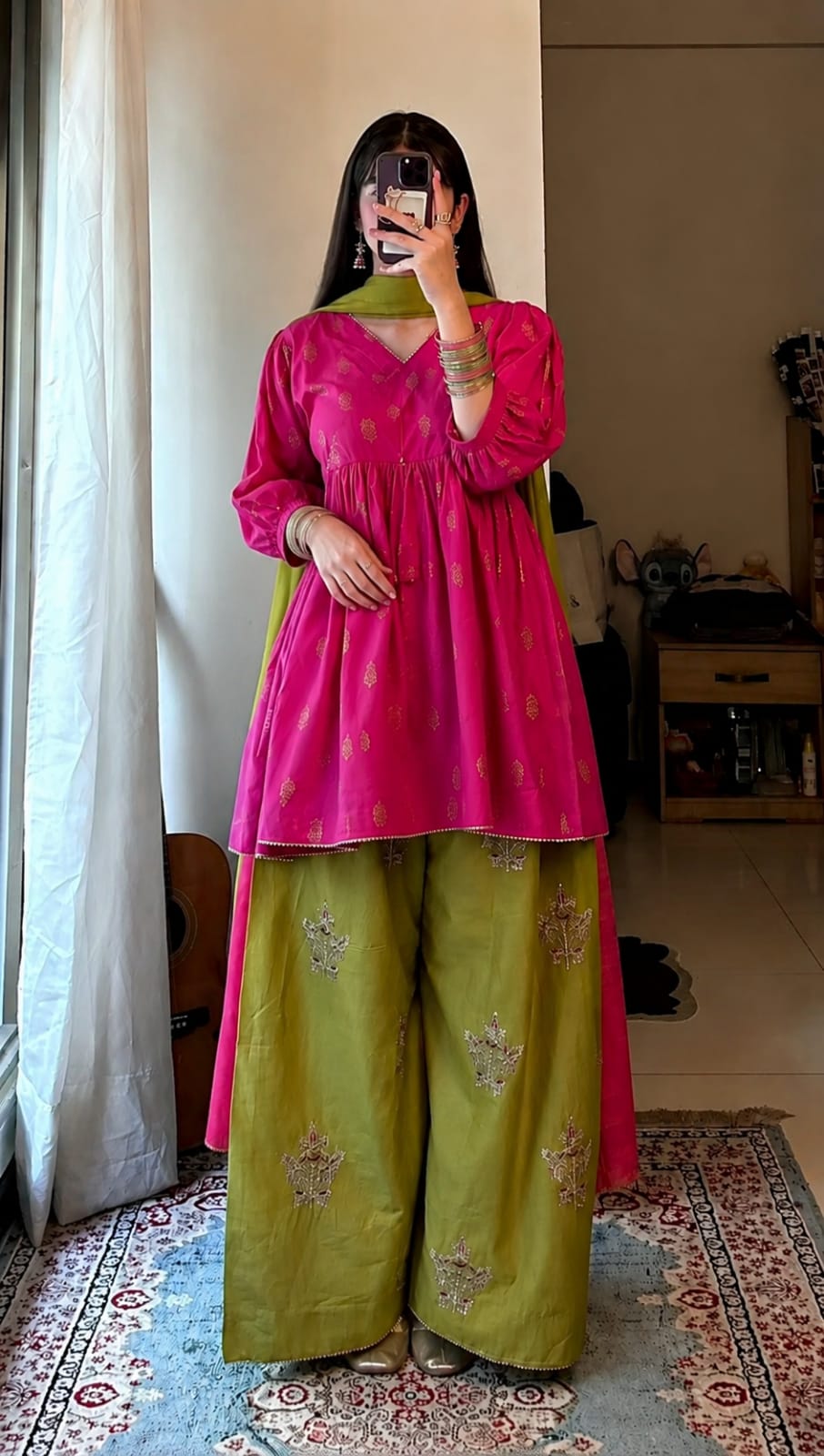 Dragon Three Piece – Premium Cotton Afsan Print Dress with Embroidery Salwar & Chiffon Georgette Dupatta